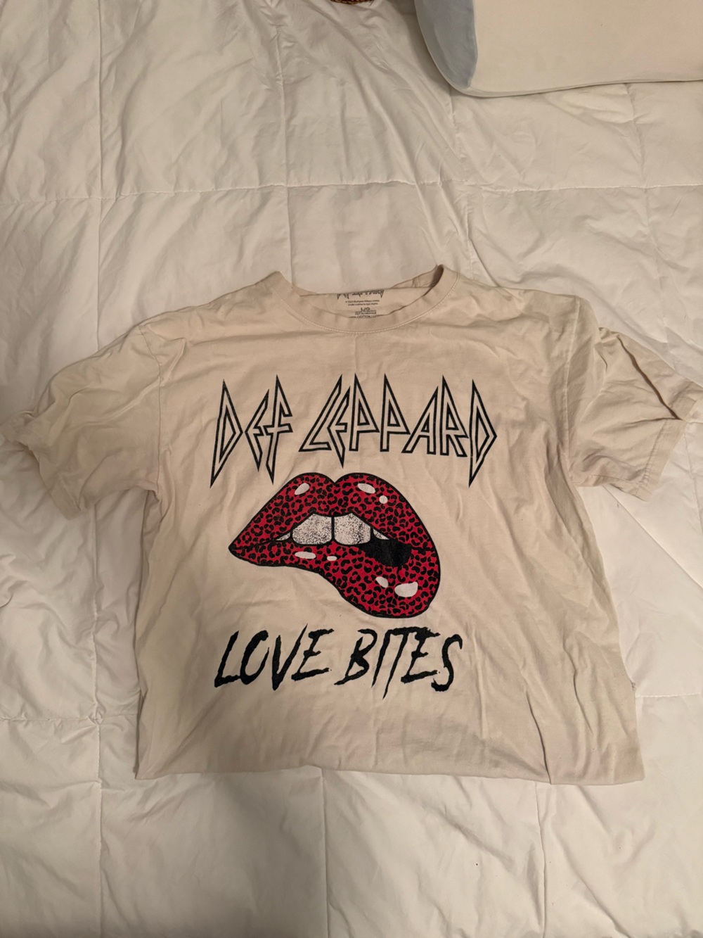 Graphic Tee with Red Leopard Lips - Love Bites